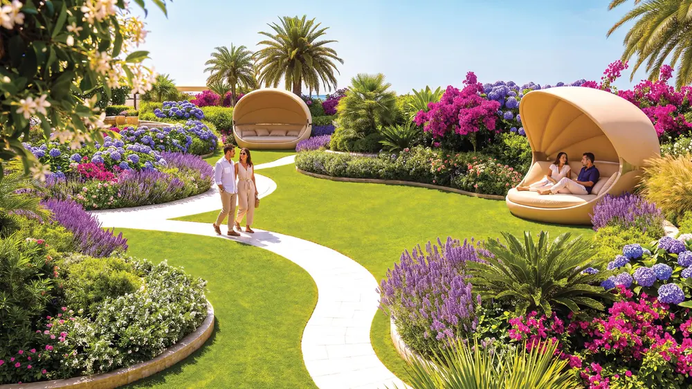 Garden and cabanas