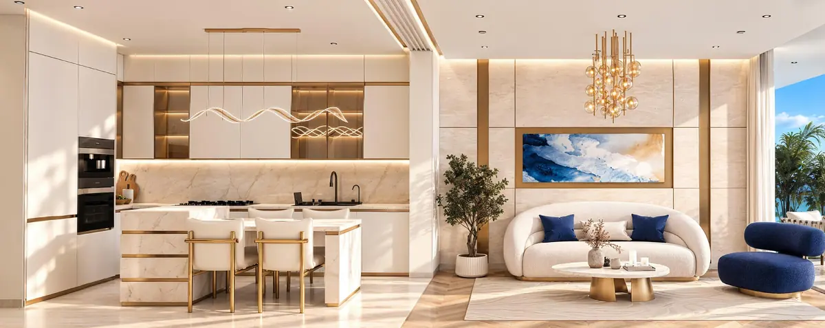 King's suite kitchen and living room